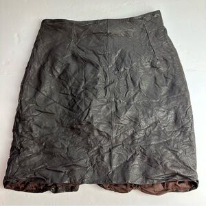 Vintage Genuine Leather Mini Skirt Silverleaf Brown Women’s Size 8 Lined